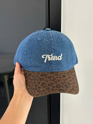 Leopard Embroidered Baseball Cap in Light Blue