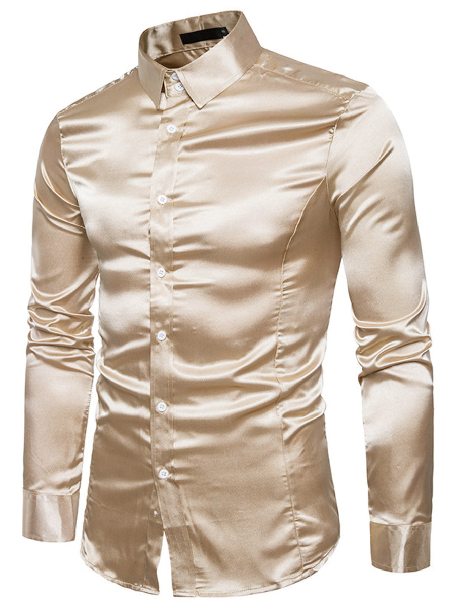 Light Gray slim button-up shirt with collared