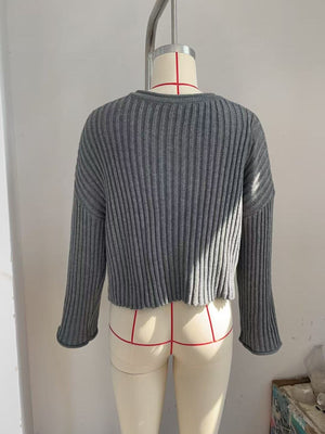cream relaxed pullover sweater with round neck