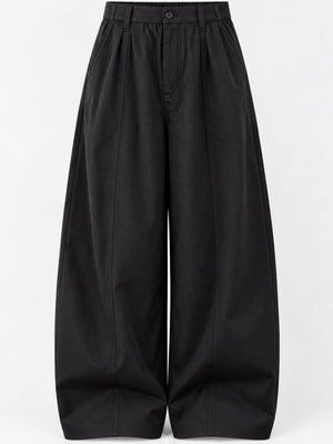 Polyester &amp cargo pants in khaki with wide-leg silhouette