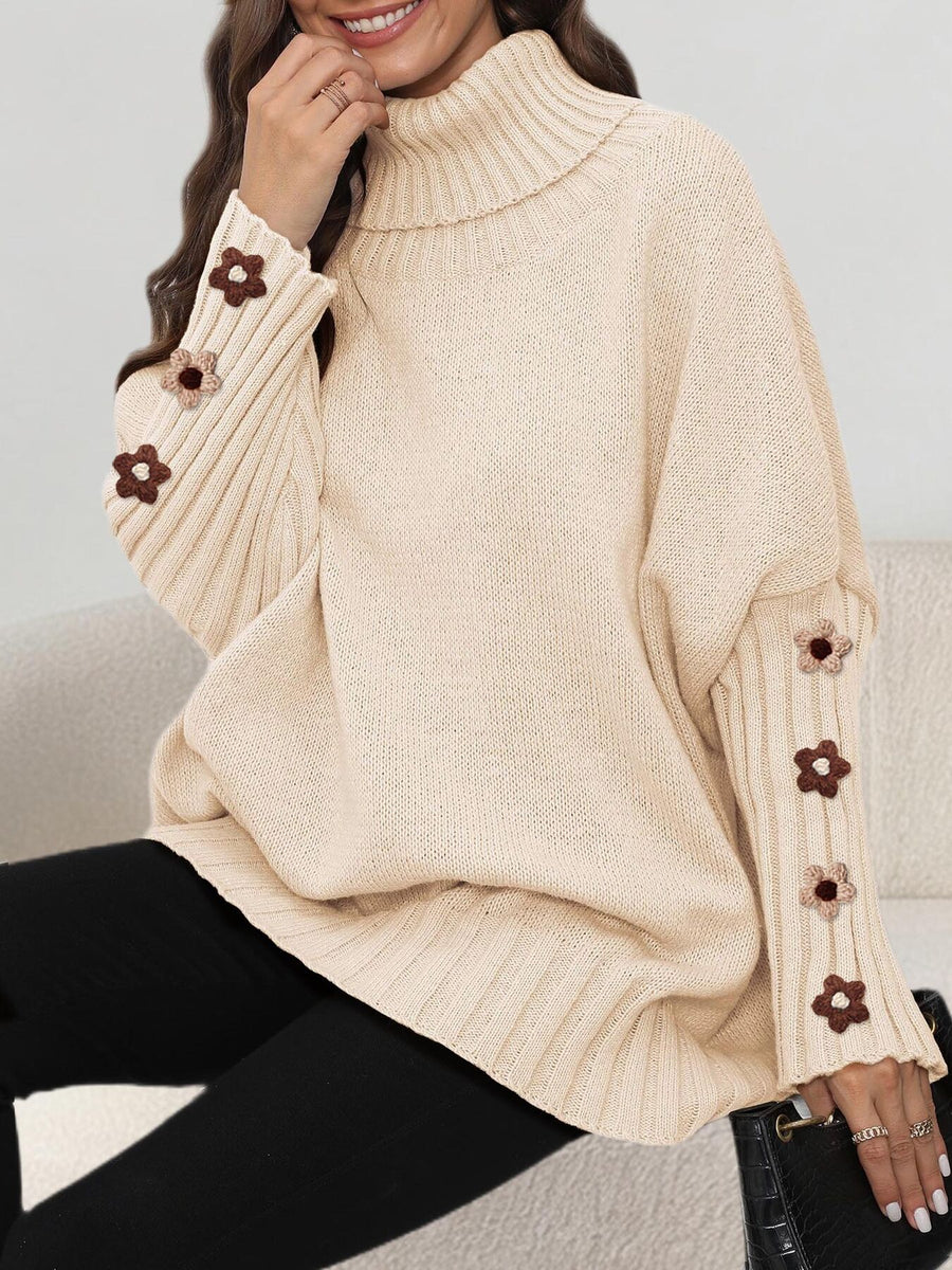 100% polyester Care instructions: Machine wash cold turtleneck sweater in Navy Blue with oversized silhouette