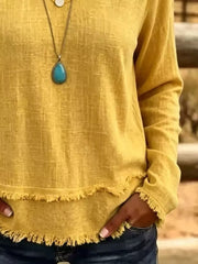 Light Blue blouse with frayed and long sleeve