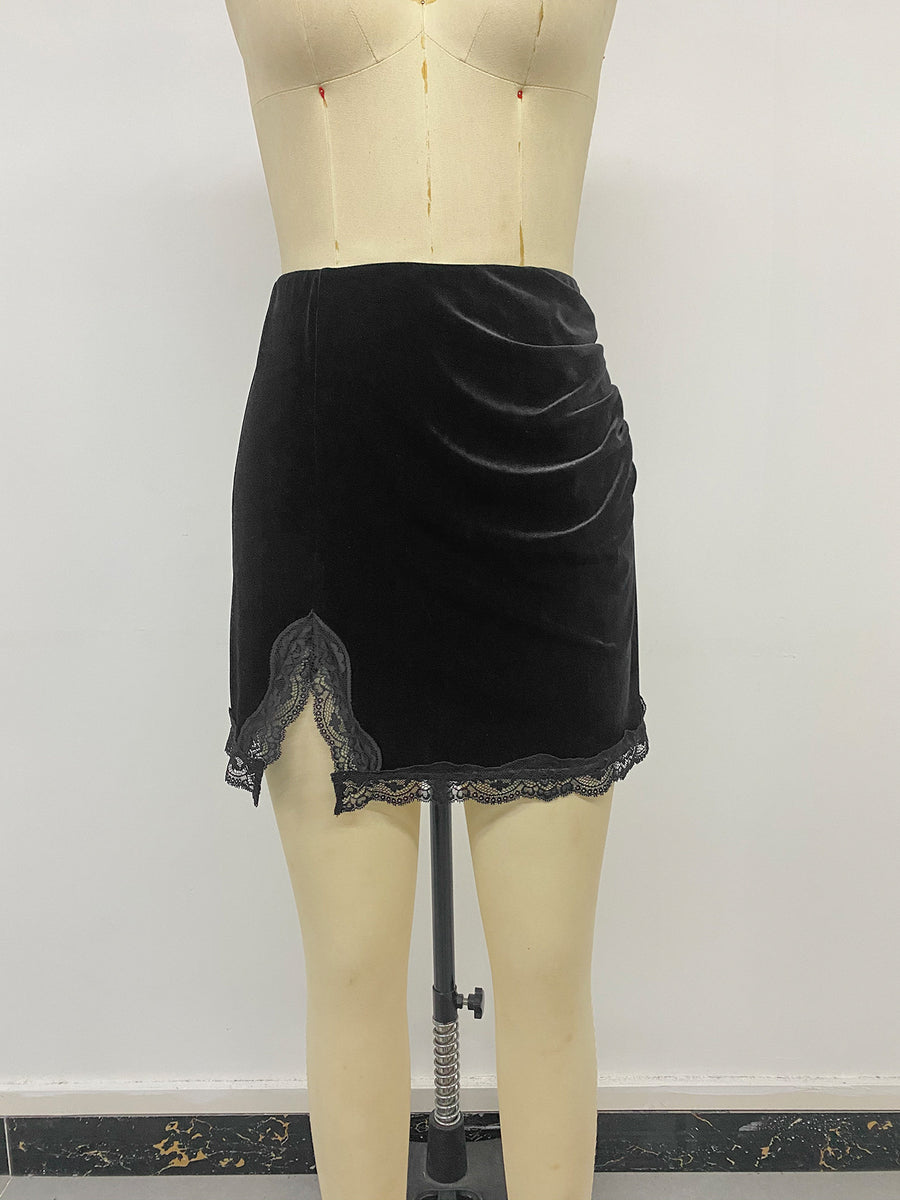 Black with mini skirt with lace detail 10