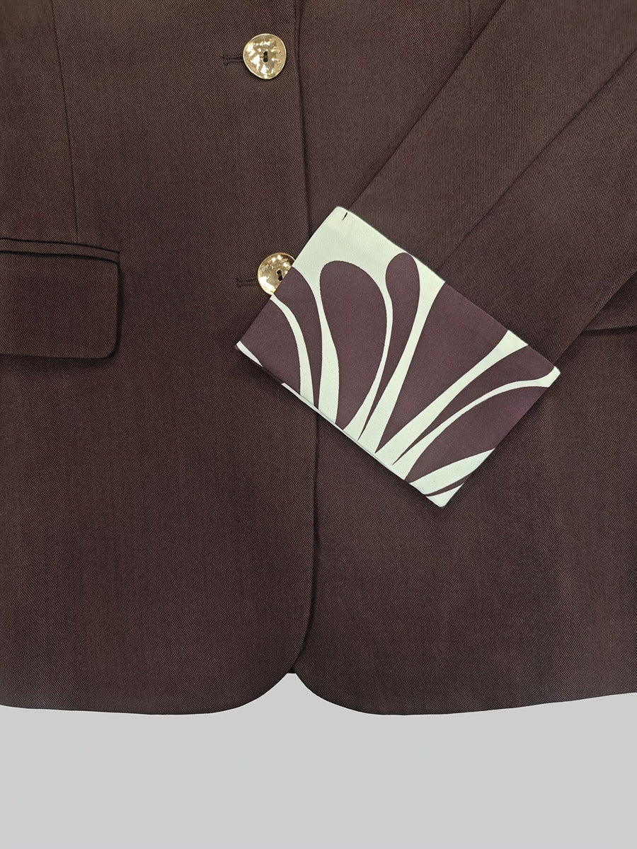 classic suit set in chocolate brown with notch lapel