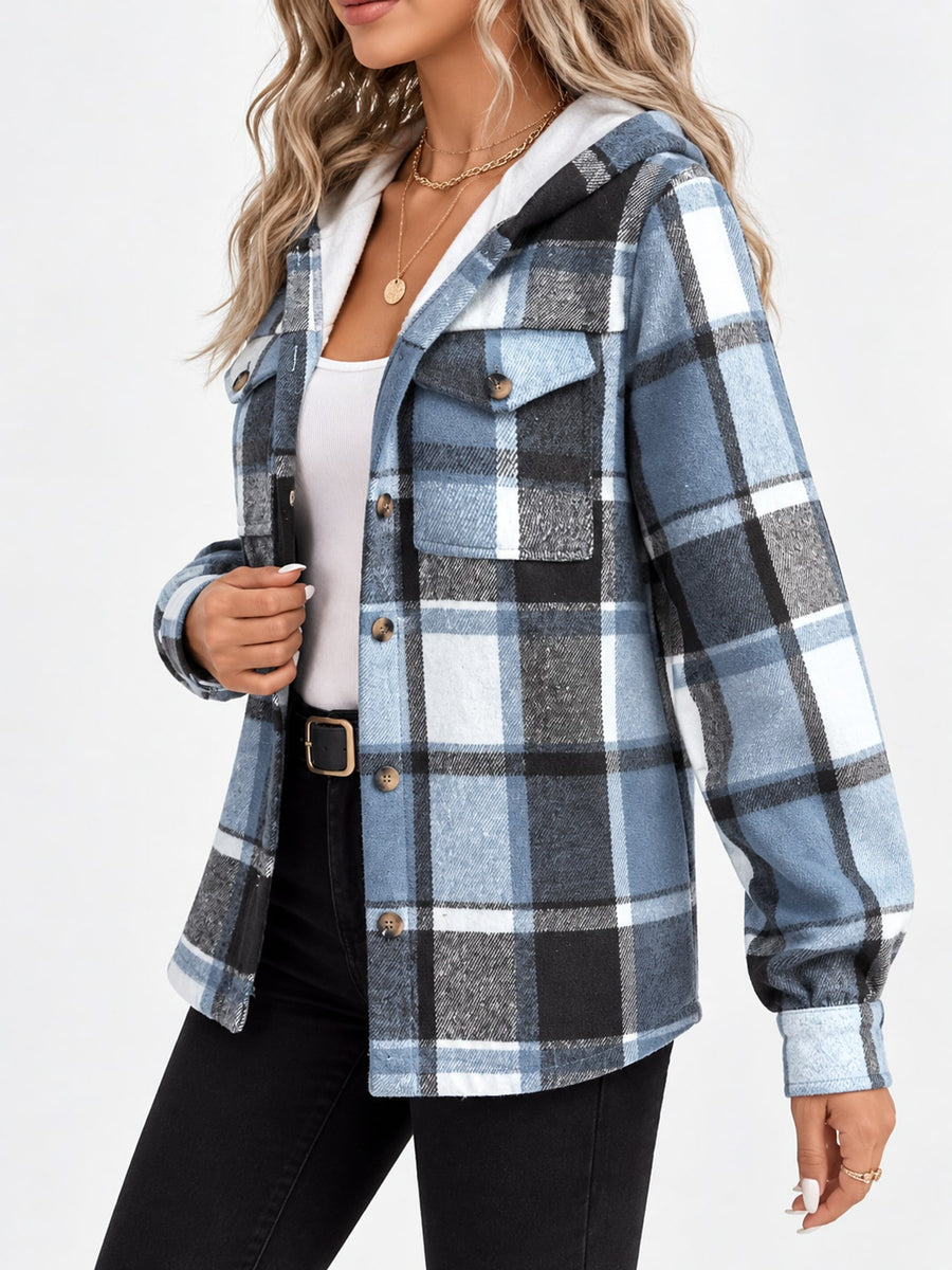 shacket featuring plaid in sage green with Silver fox fleece Care instructions: Hand wash cold texture