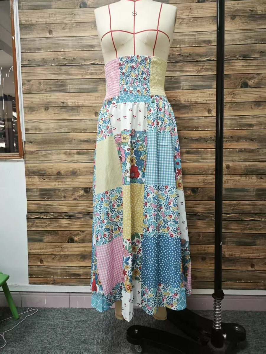 Floral maxi skirt with maxi and elastic