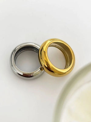2-piece 18k Gold-plated Stainless Dome Band Rings in Gold & Silver with 2-piece set