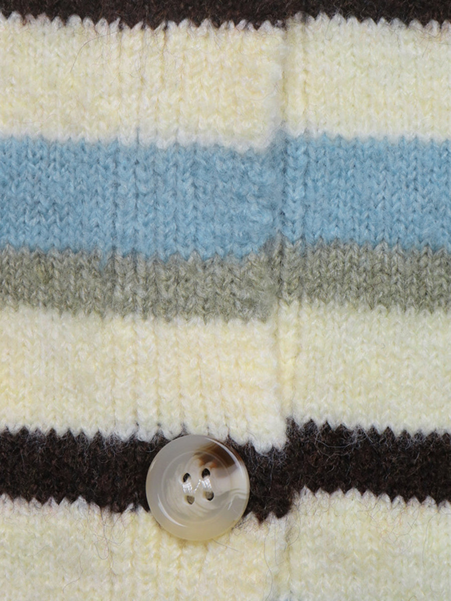 cardigan featuring striped in Multicolor with 65% polyester, 13% acrylic, 13% polyamide, 6% wool texture