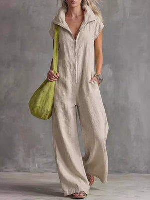 jumpsuit in Navy Blue with pocketed and full-length