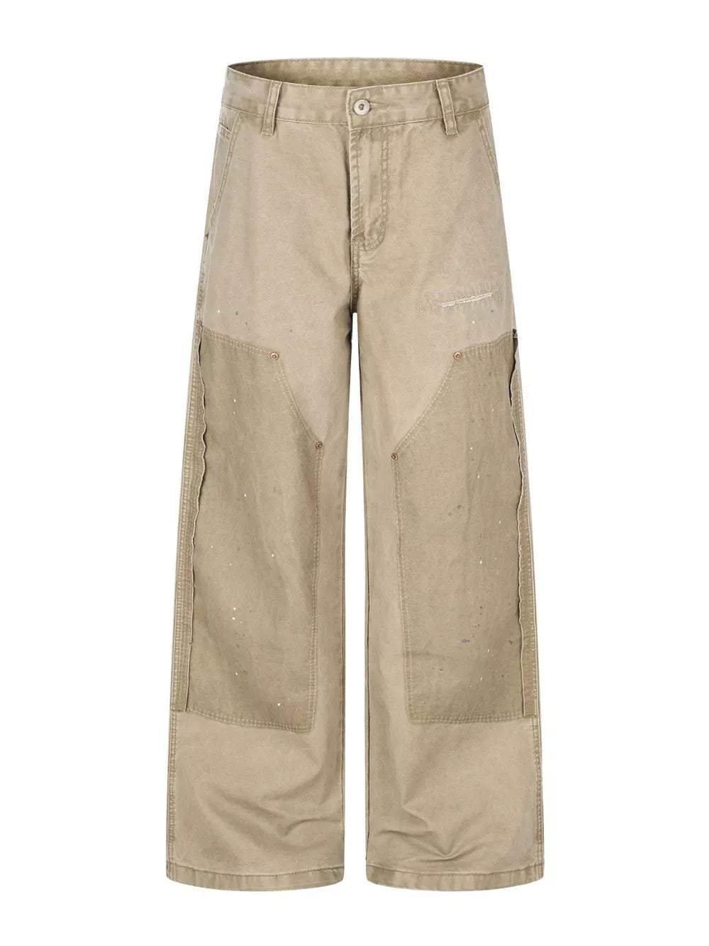 cargo pants in khaki featuring pocketed and wide-leg fit
