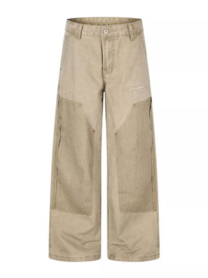 cargo pants in khaki featuring pocketed and wide-leg fit