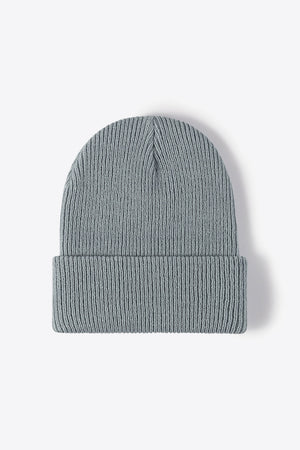 Ribbed knit beanie in Steel, a warm winter essential.