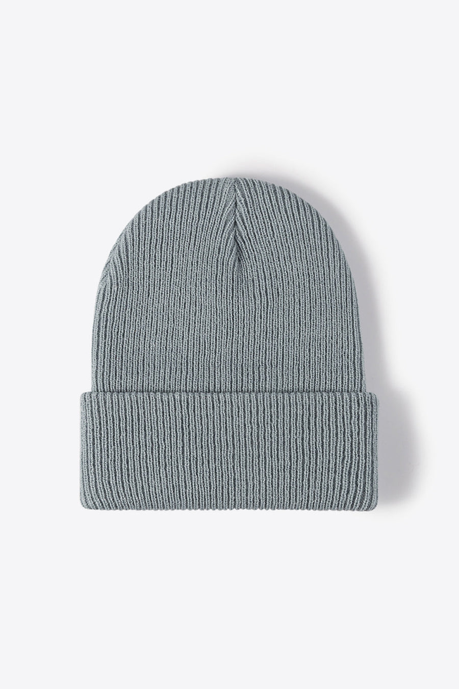 Ribbed knit beanie in Steel, a warm winter essential.
