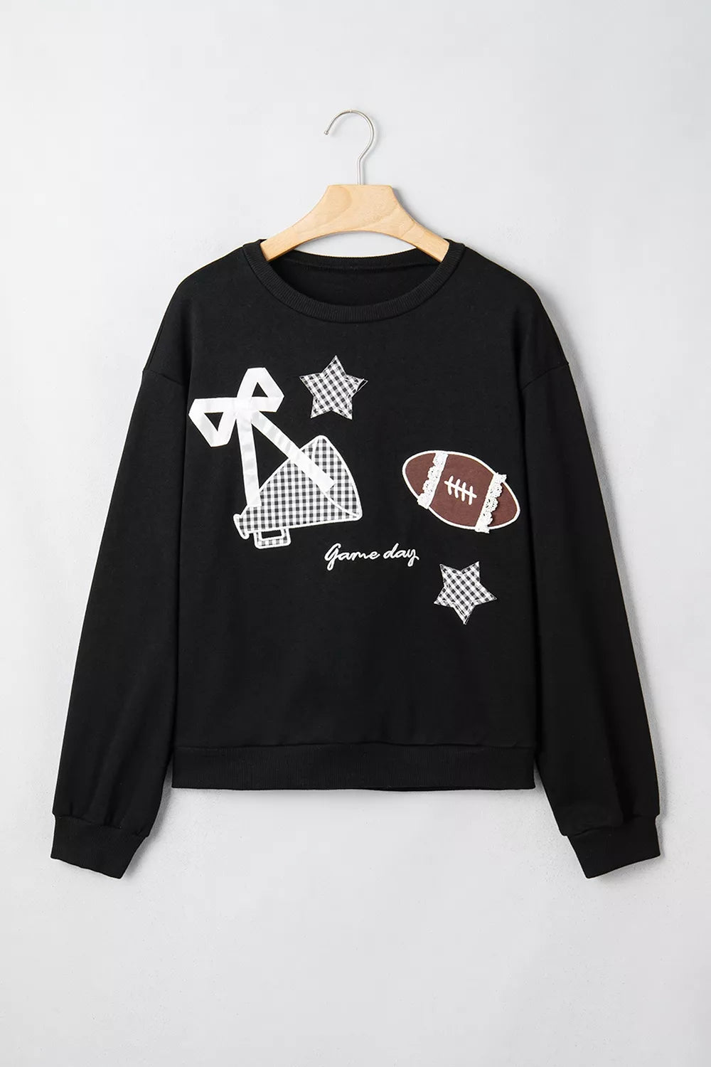 sweatshirt in red with gingham patches and hip-length