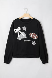 sweatshirt in red with gingham patches and hip-length