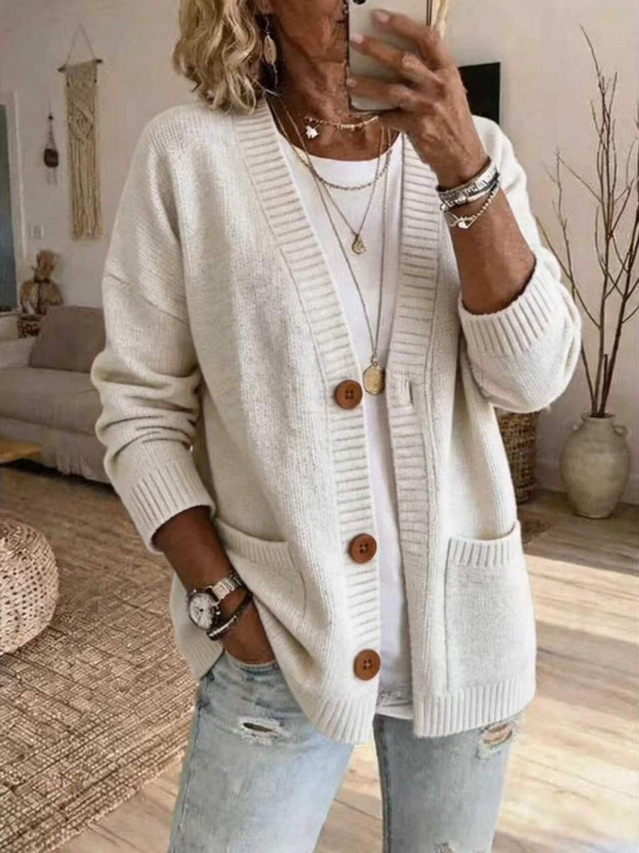 100% polyester Care instructions: Machine wash cold cardigan in Pink with relaxed silhouette