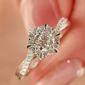 925 sterling silver,Moissanite Carat weight: 2ct Care instructions: Avoid wearin ring in clear with fitted silhouette