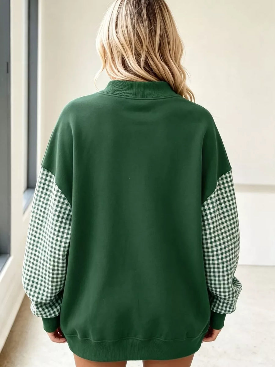 65% polyester, 30% viscose, 5% elastane Care instructions: Machine wash cold sweatshirt in Green with relaxed silhouette