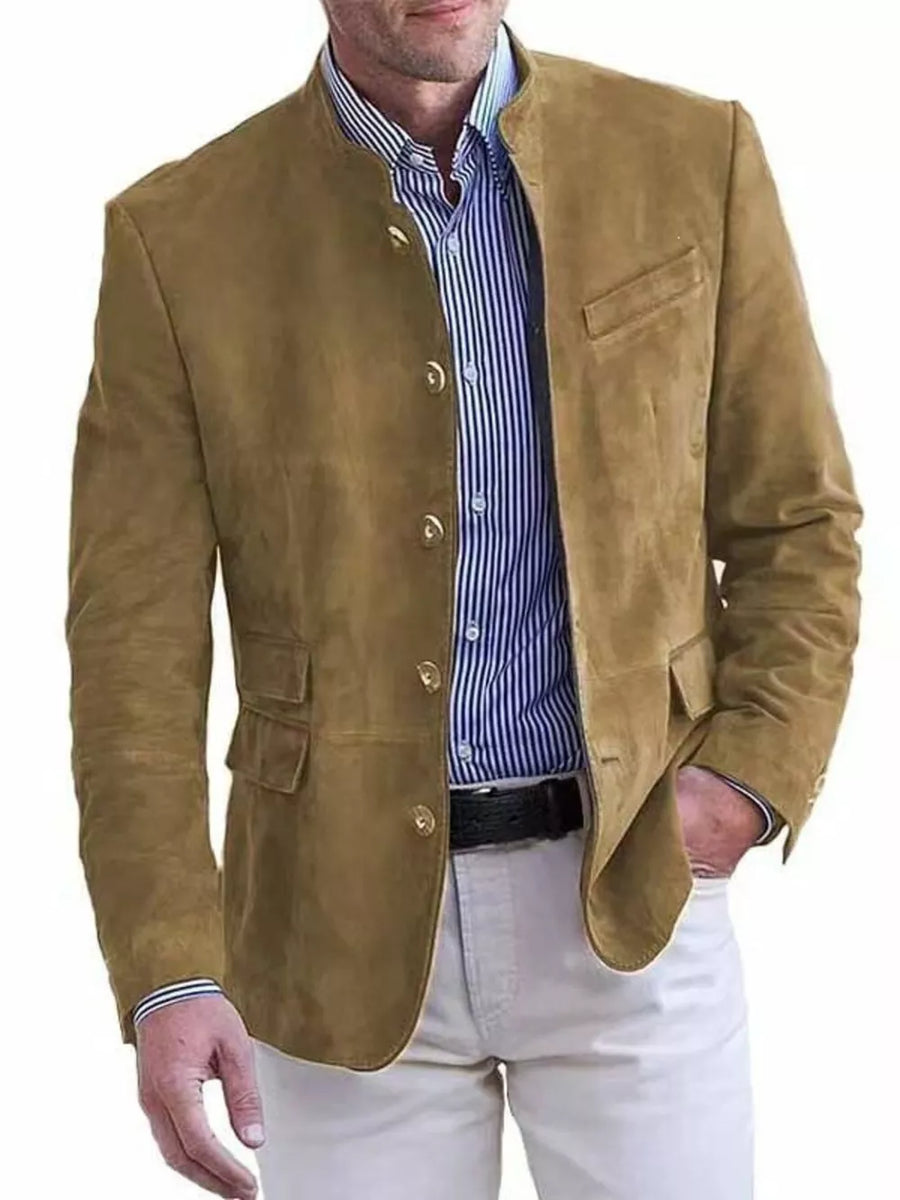 75% cotton, 25% polyester Care instructions: Machine wash cold blazer in Khaki with regular silhouette