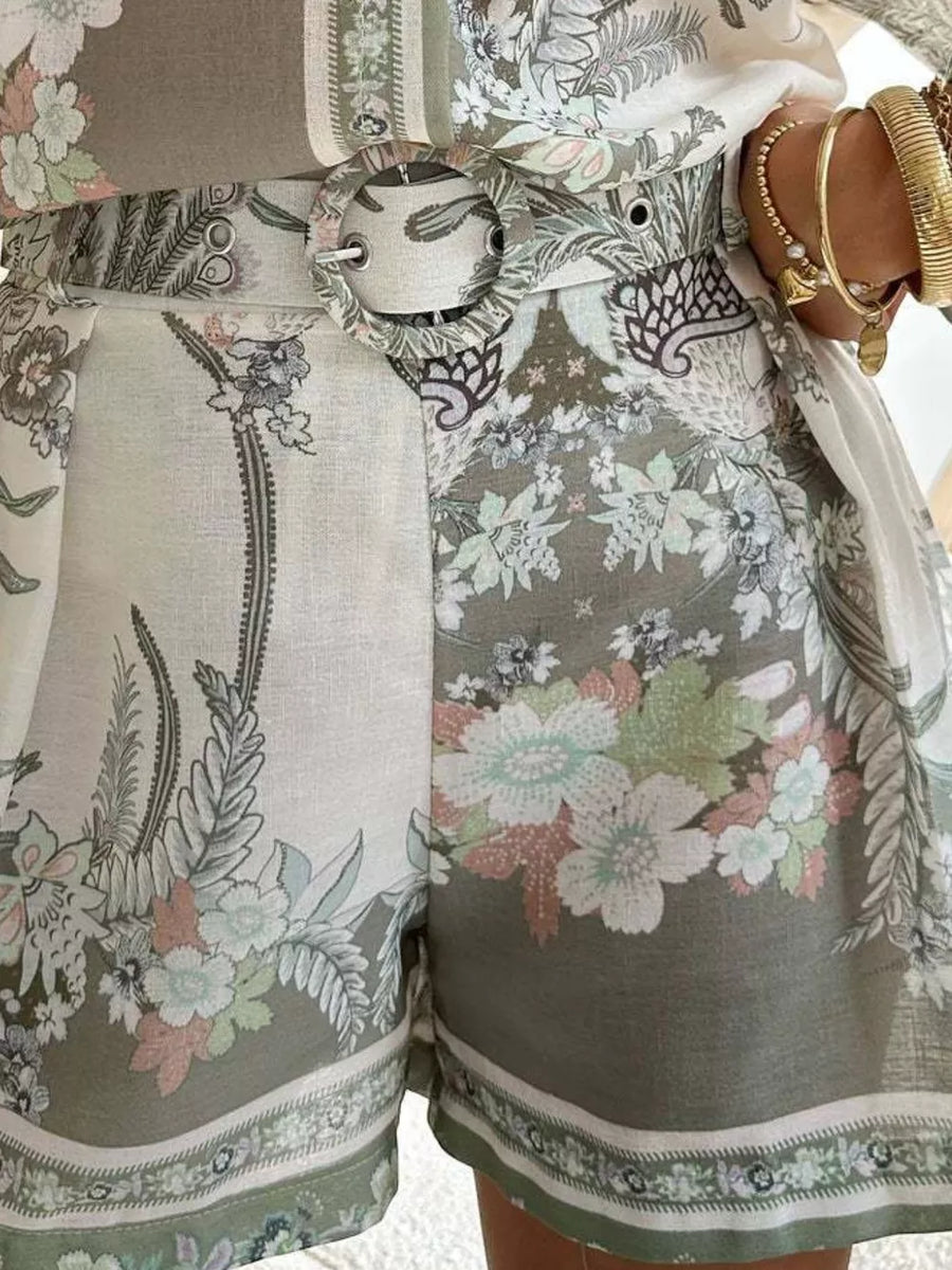 bohemian two-piece set in blush pink with collared