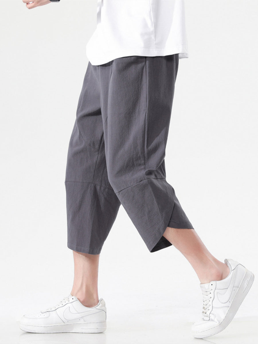 Green harem pants with cropped and elastic