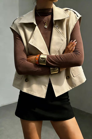 100% polyester Care instructions: Machine wash cold vest in khaki with regular silhouette