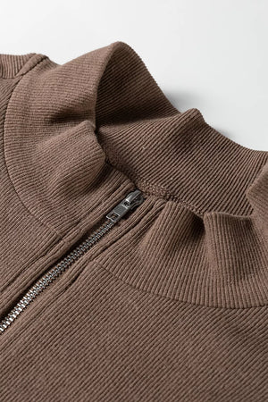 Striped Color Block Zip Collar Oversize Sweatshirt option 5