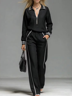 athleisure sweatshirt and pants set in Tangerine with collared