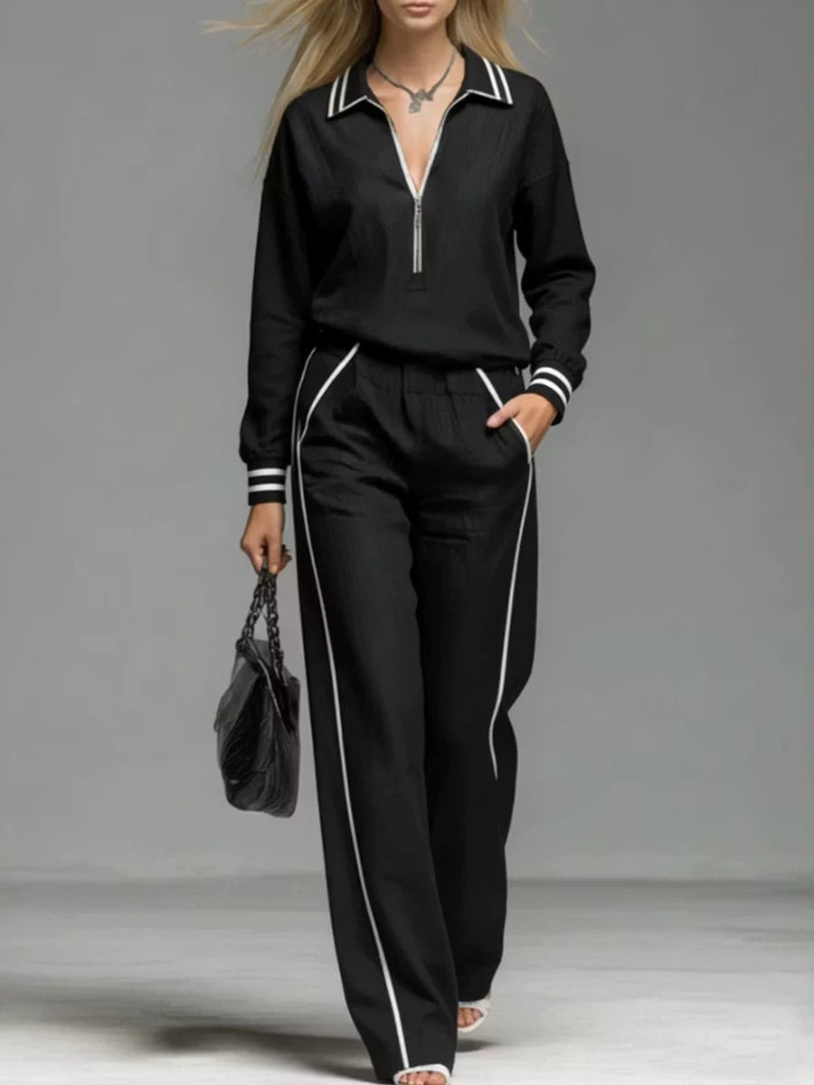athleisure sweatshirt and pants set in Tangerine with collared