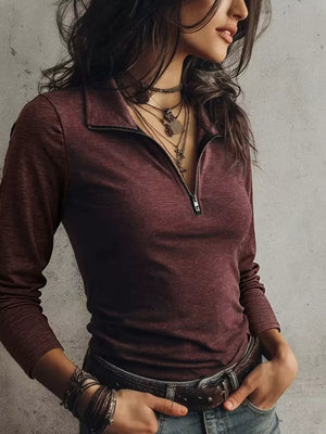 Burgundy slim t-shirt with collared