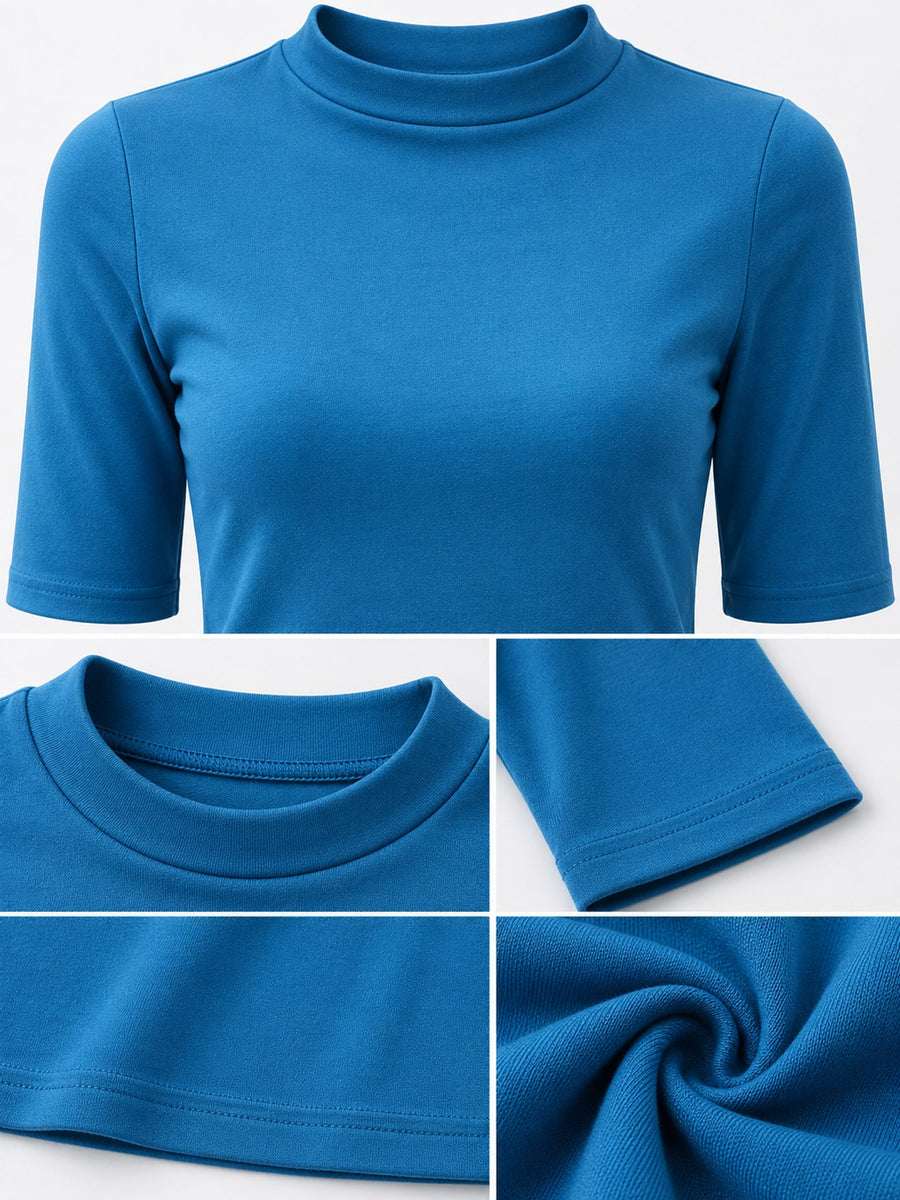 Cotton &amp t-shirt in Peacock Blue with fitted silhouette