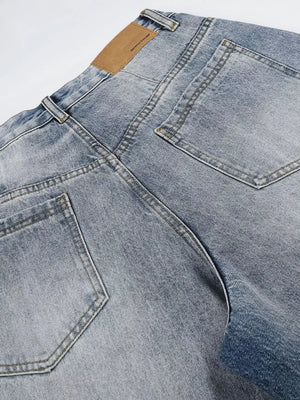 Men's High-waisted Wide-leg Denim Capris in Blue with high-waisted