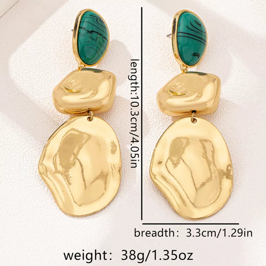 earrings in Gold with marbled and drop design