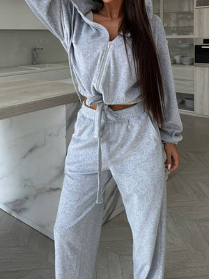 Black relaxed tracksuit with hooded