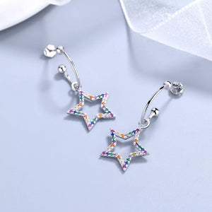 Silver earrings with mini and hook-and-eye