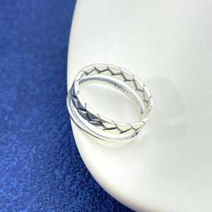 ring in silver with braided and open cuff