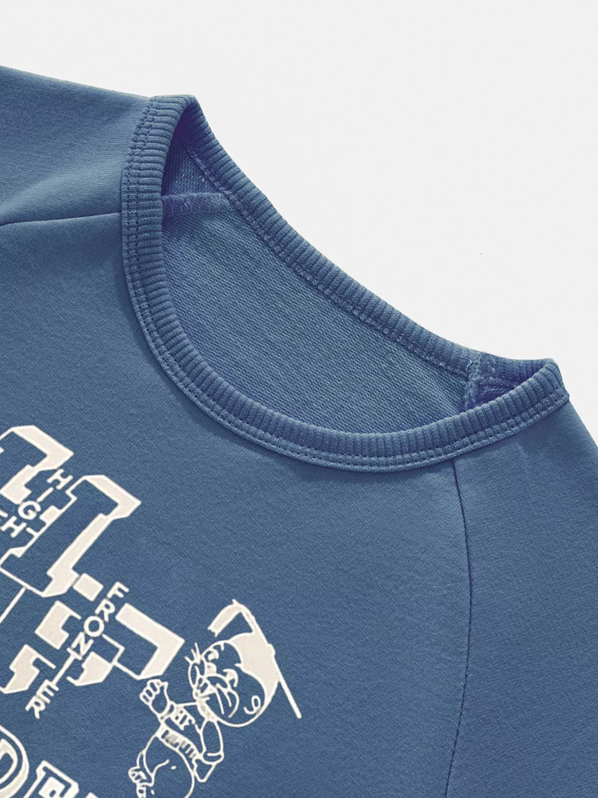 Children's French Blue graphic sweatshirt with crew neck and 100% cotton comfort.