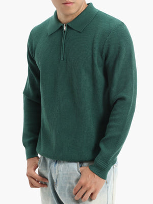 classic pullover sweater in chocolate brown with collared