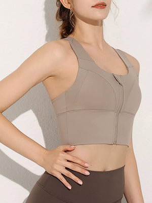 Pink fitted athletic tank with scoop neck