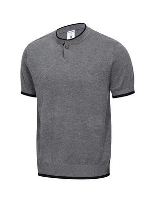 Apricot with Men's Short Sleeve Collar Knit Top