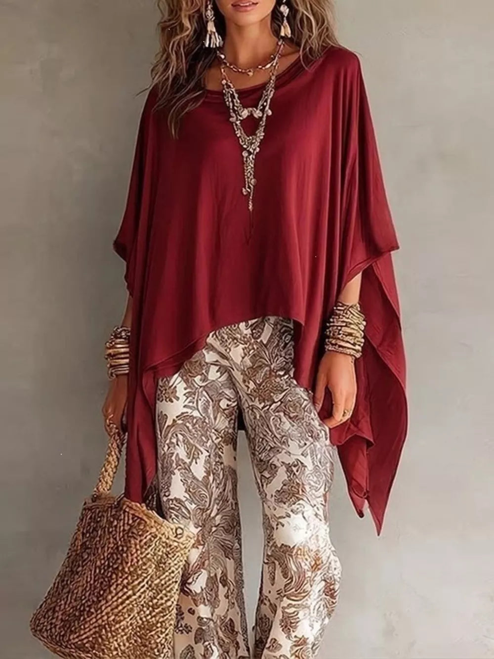 Oversized Batwing Sleeve Flowy Top Plus Size in Yellow with oversized