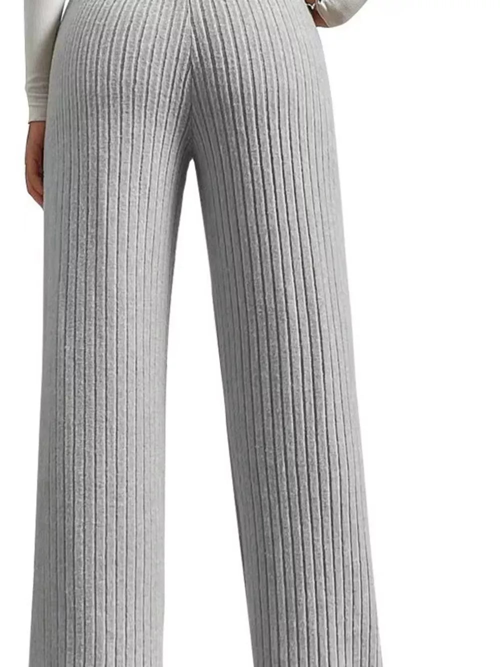 wide-leg pants featuring ribbed in Black with 100% polyester Care instructions: Machine wash cold texture