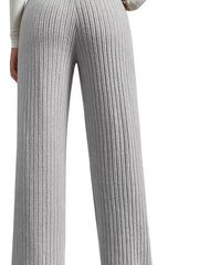 wide-leg pants featuring ribbed in Black with 100% polyester Care instructions: Machine wash cold texture