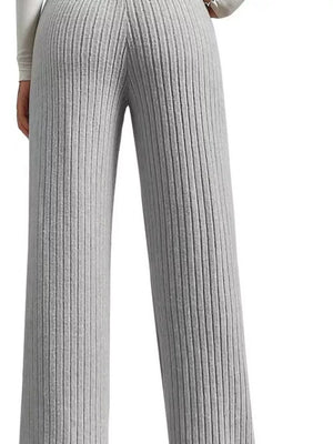 wide-leg pants featuring ribbed in Black with 100% polyester Care instructions: Machine wash cold texture