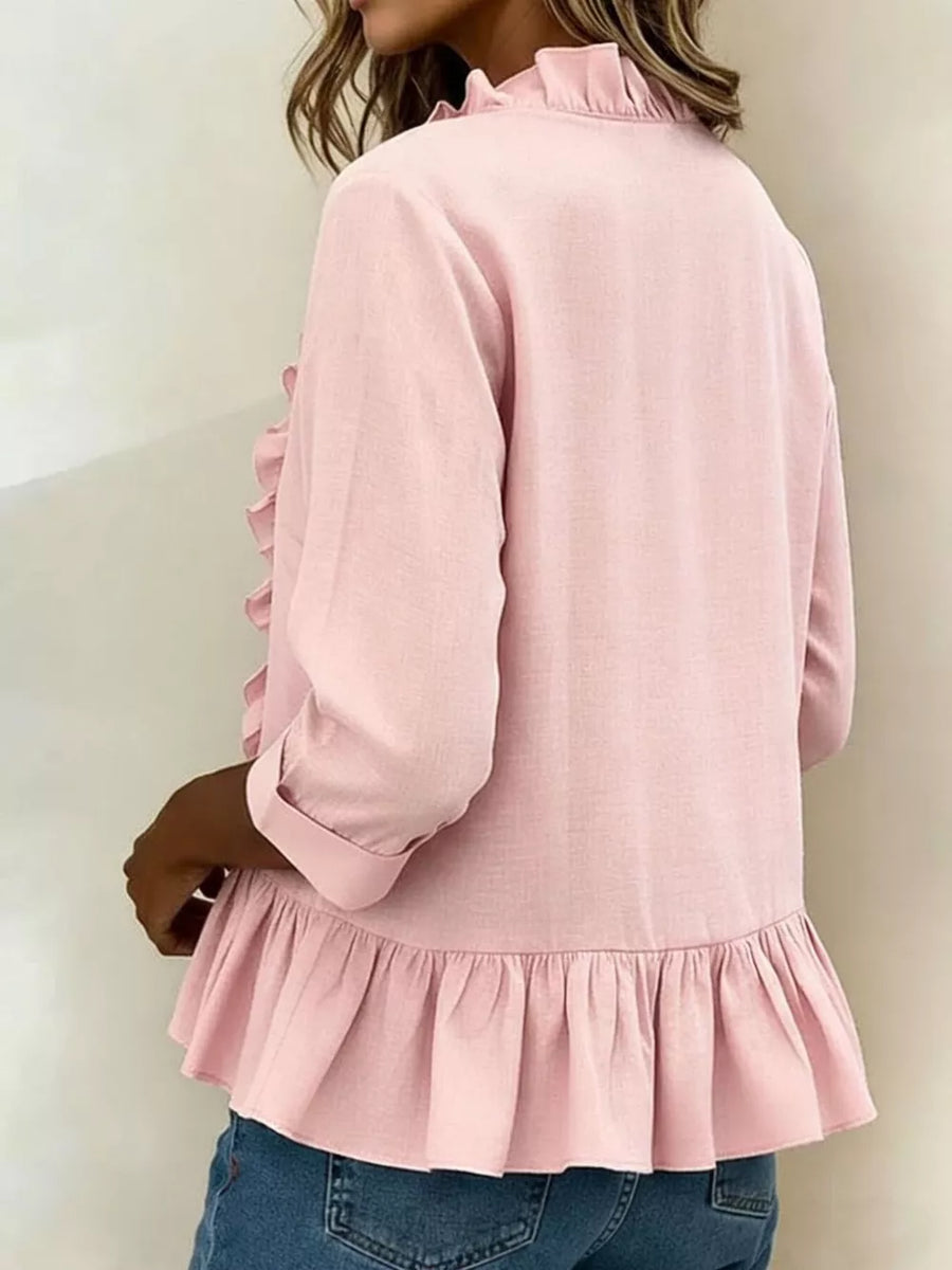 100% polyester Care instructions: Machine wash cold blouse in White with relaxed silhouette
