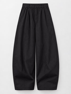 Cement Gray-Tall Barrel Leg cargo pants with full-length and zip-front