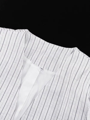 Pinstripe Cropped Blazer And Pleated Shorts Set option 8