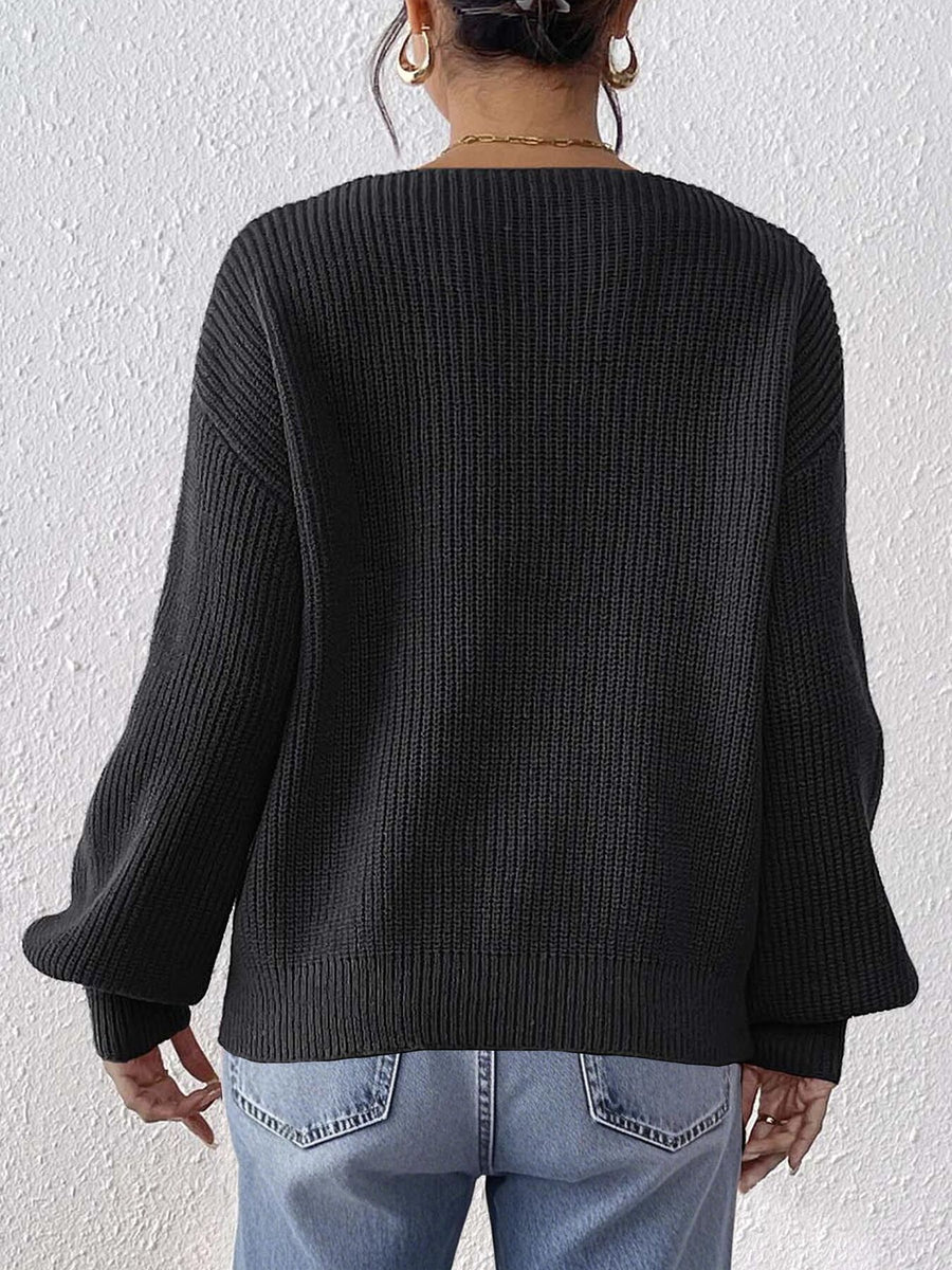 bright orange relaxed pullover sweater with v-neck