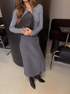 minimalist wrap skirt in Gray with not applicable