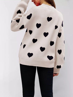 Rose Red pullover sweater with dropped shoulder and long sleeve